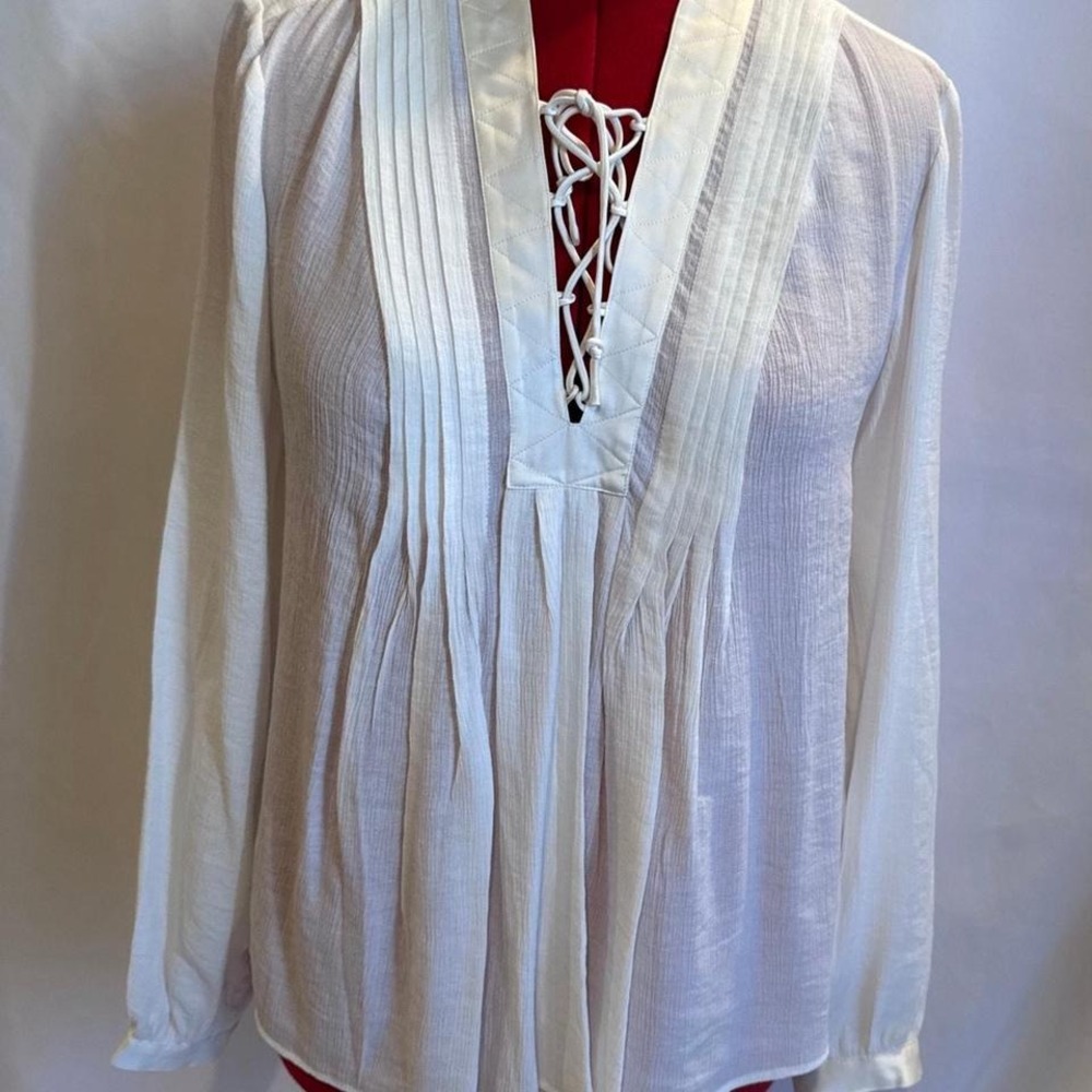 NWT Joie White Lace- up Elina Blouse
Women Junior Size L High Quality Shirt Top